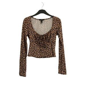 Women’s FOREVER21 Leopard Long Sleeve Knit Top Size Large
